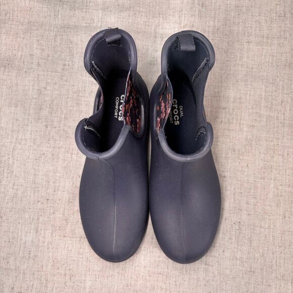 Crocs Freesail Chelsea Boots Navy‎ Blue Floral Pull On Rain Boot Women’s 7 - Picture 5 of 11